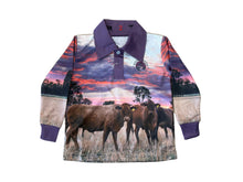 Load image into Gallery viewer, Back Creek Kids Cattle Sunset Fishing Shirt