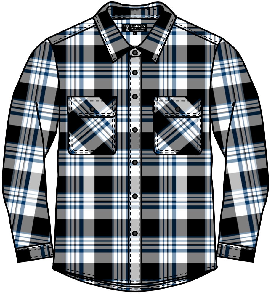 Pilbara Mens Flannelette Shirt Open Front