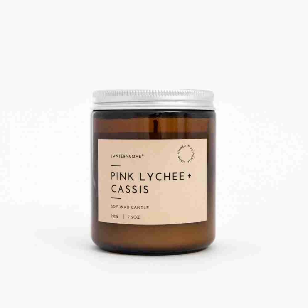 Lanterncove Glo 7.5 oz Soy Wax Candle Pink Lychee and Cassis