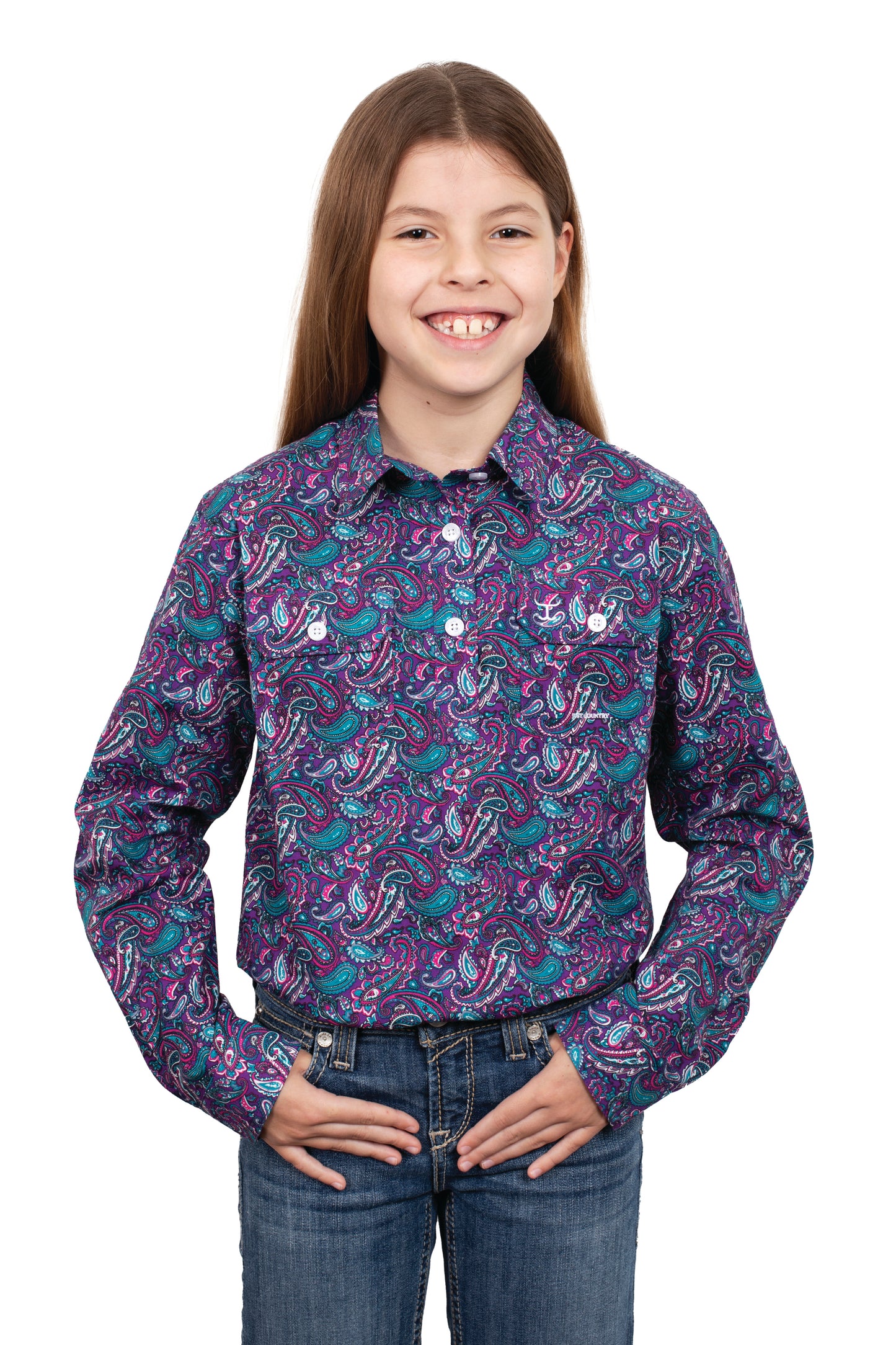 Just Country Girls Harper Half Button Print Workshirt