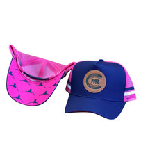 Load image into Gallery viewer, MRC Trucker Cap Navy/Pink Leather Patch