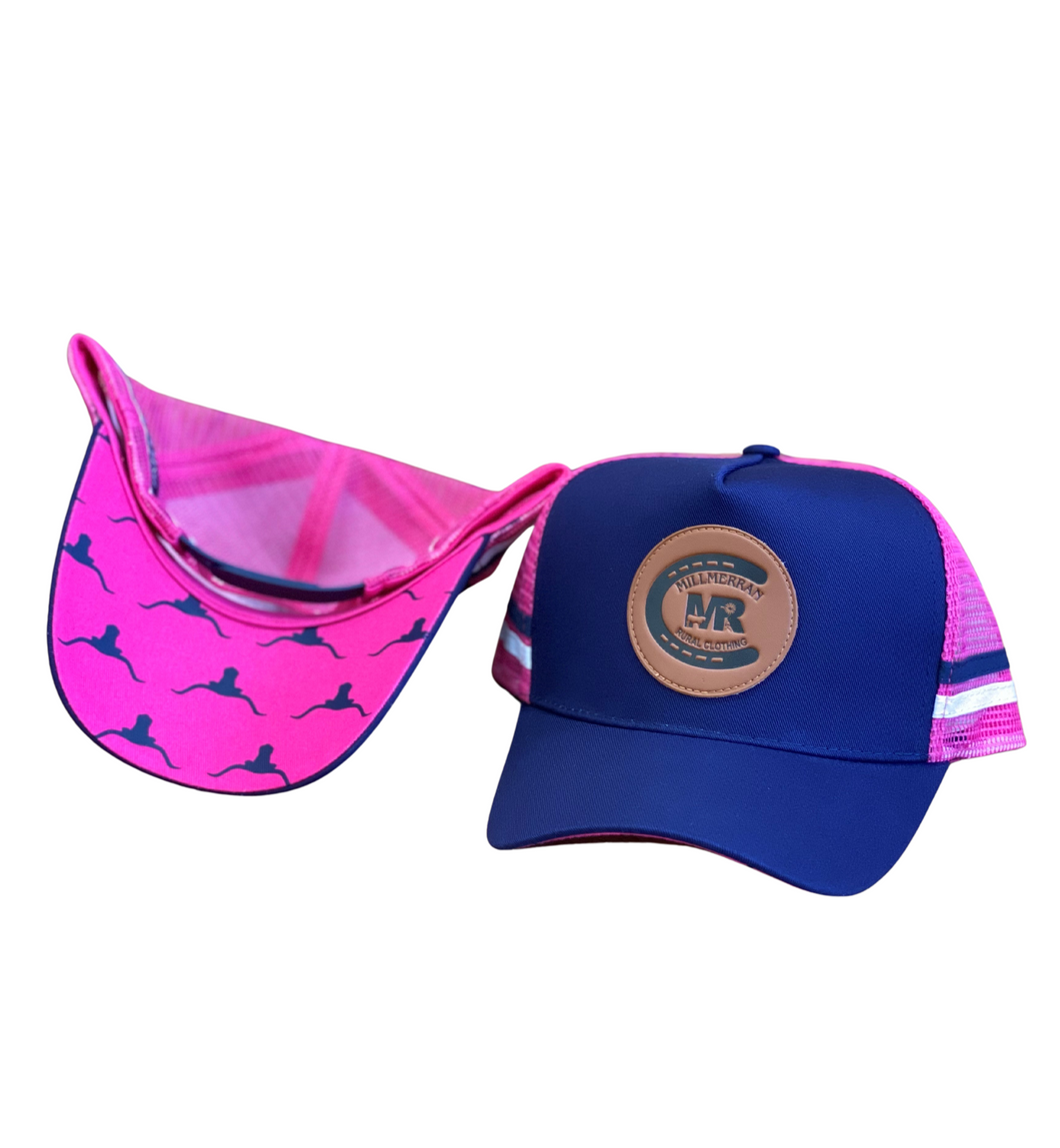 MRC Trucker Cap Navy/Pink Leather Patch