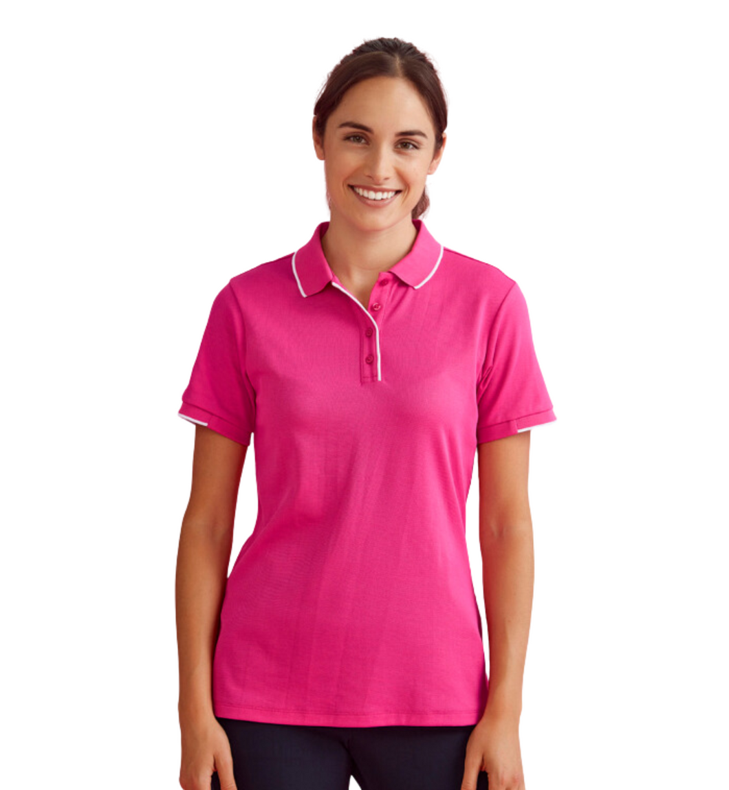 Fashion Biz Pink Ribbon Womens Pink Short Sleeve Polo