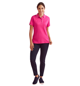 Fashion Biz Pink Ribbon Womens Pink Short Sleeve Polo