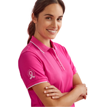 Load image into Gallery viewer, Fashion Biz Pink Ribbon Womens Pink Short Sleeve Polo