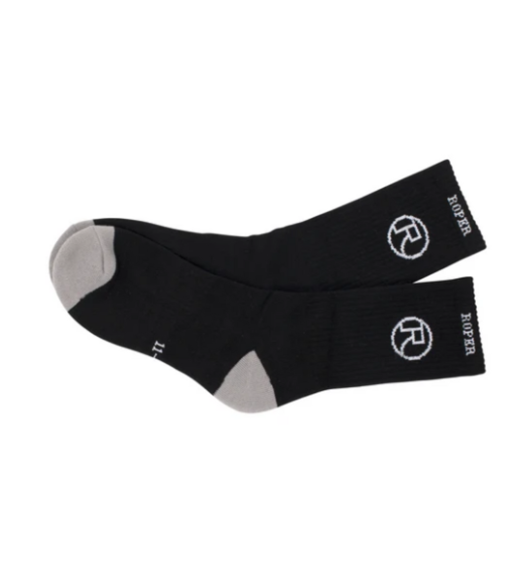 ROPER CREW SOCKS PACK OF 3 BLACK / GREY