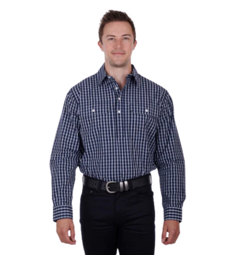 HARD SLOG MENS ALON HALF PLACKET LS SHIRT