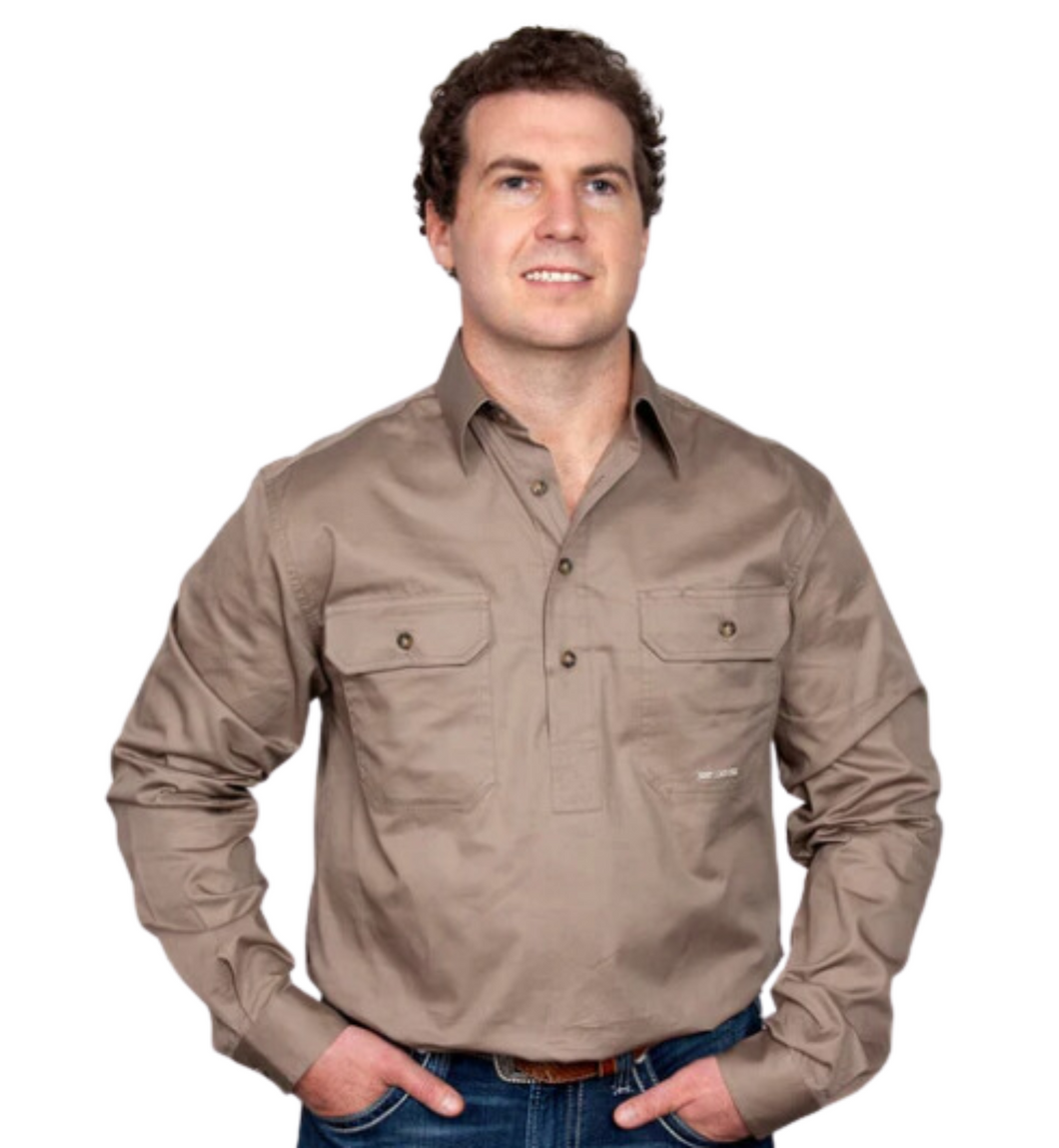 Just Country Mens Cameron Half Button Workshirt