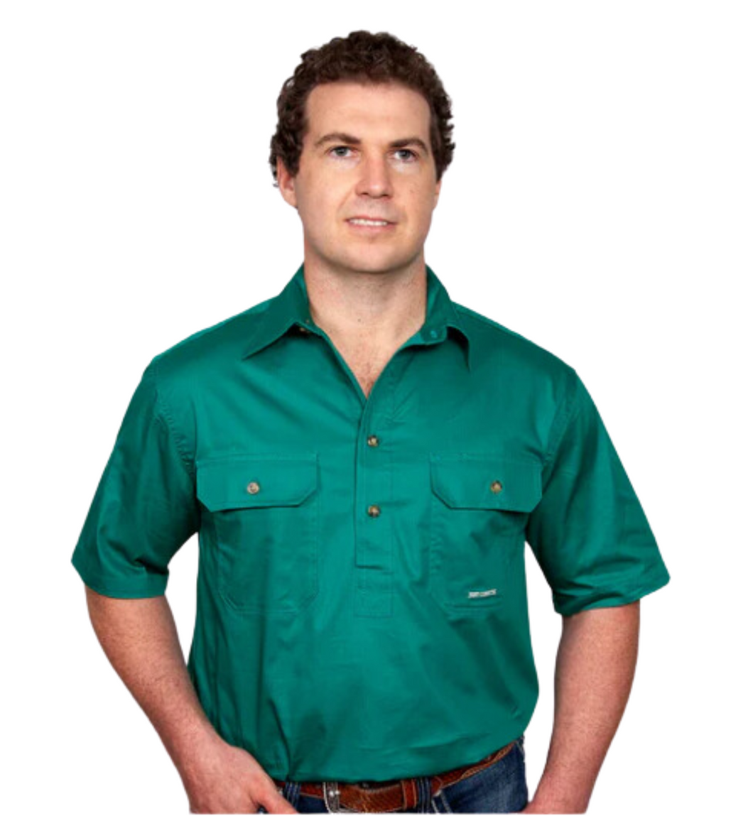 Just Country Mens Adam Half Button Short Sleeve Workshirt