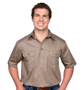 Just Country Mens Adam Half Button Short Sleeve Workshirt