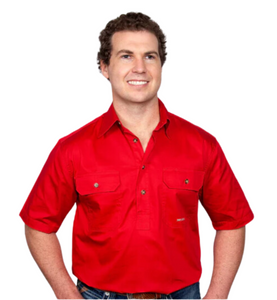 Just Country Mens Adam Half Button Short Sleeve Workshirt