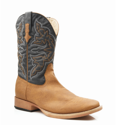 Roper Mens Cowboy Boots Classic Tan Navy