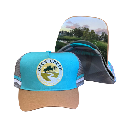 Back Creek Clothing Trucker Cap Turquoise/Brown