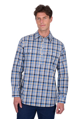 Hard Slog Mens Gibson 1/2 Placket Long Sleeve Shirt