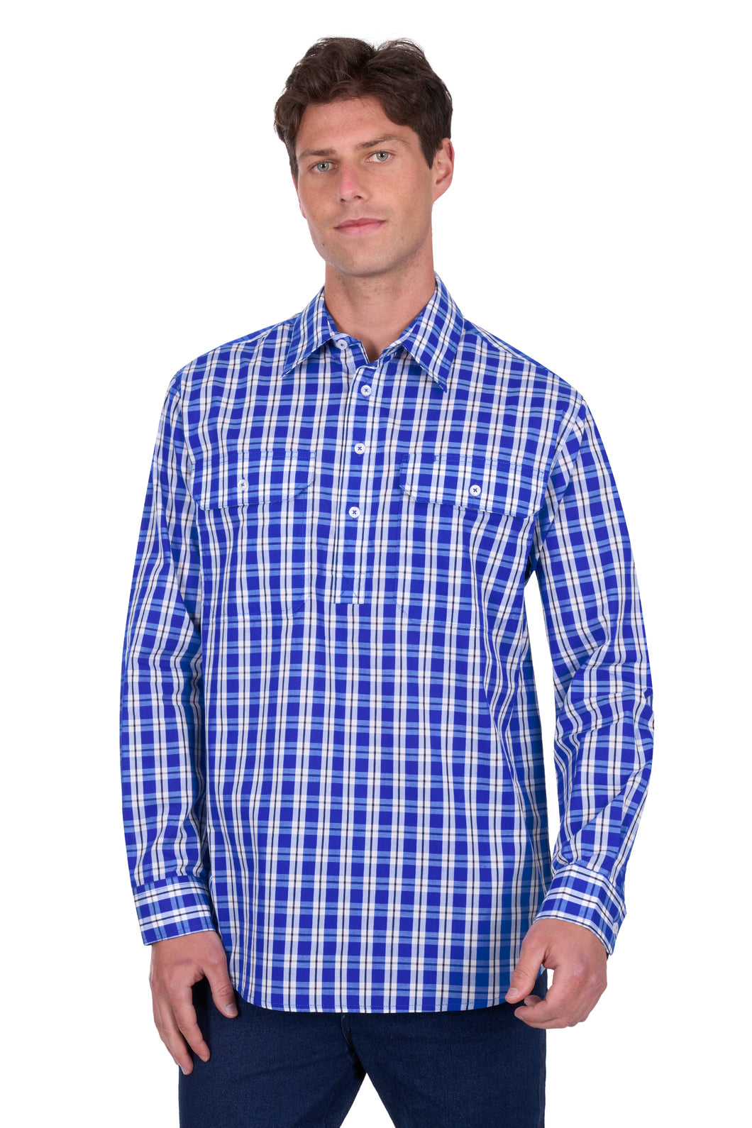Hard Slog Mens Levers 1/2 Placket Long Sleeve Shirt