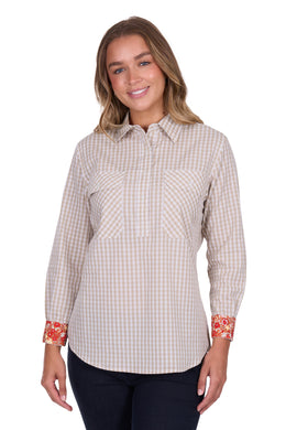 Hard Slog Womens Sara 1/2 Placket Long Sleeve Shirt
