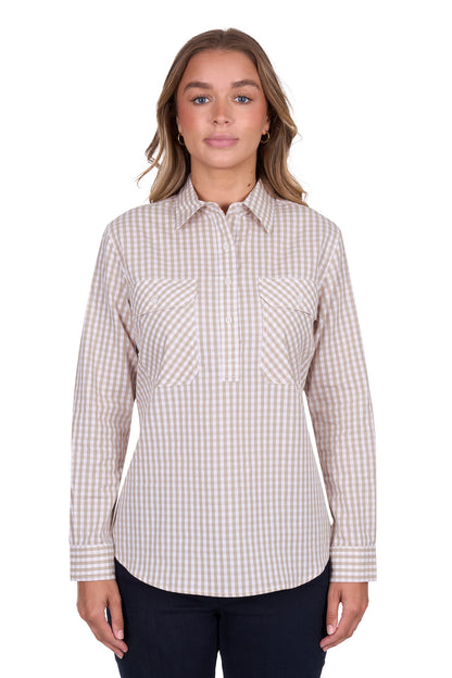 Hard Slog Womens Sara 1/2 Placket Long Sleeve Shirt