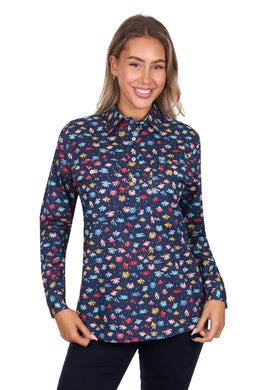 Hard Slog Womens Tori 1/2 Placket Long Sleeve Shirt