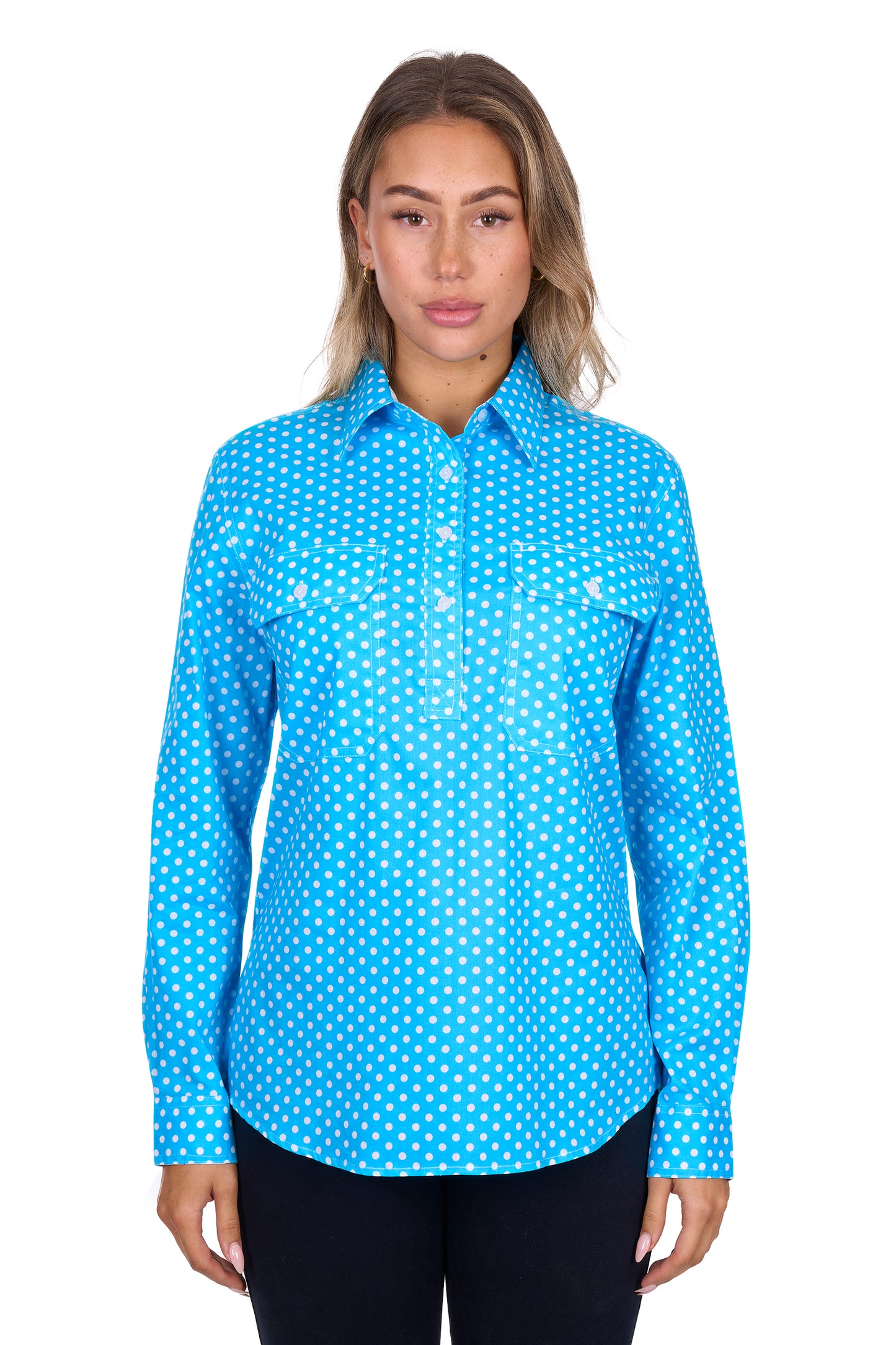 Hard Slog Womens Sia 1/2 Placket Long Sleeve Shirt
