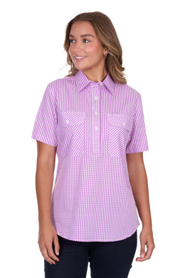Hard Slog Womens Grace 1/2 Placket Short Sleeve Shirt
