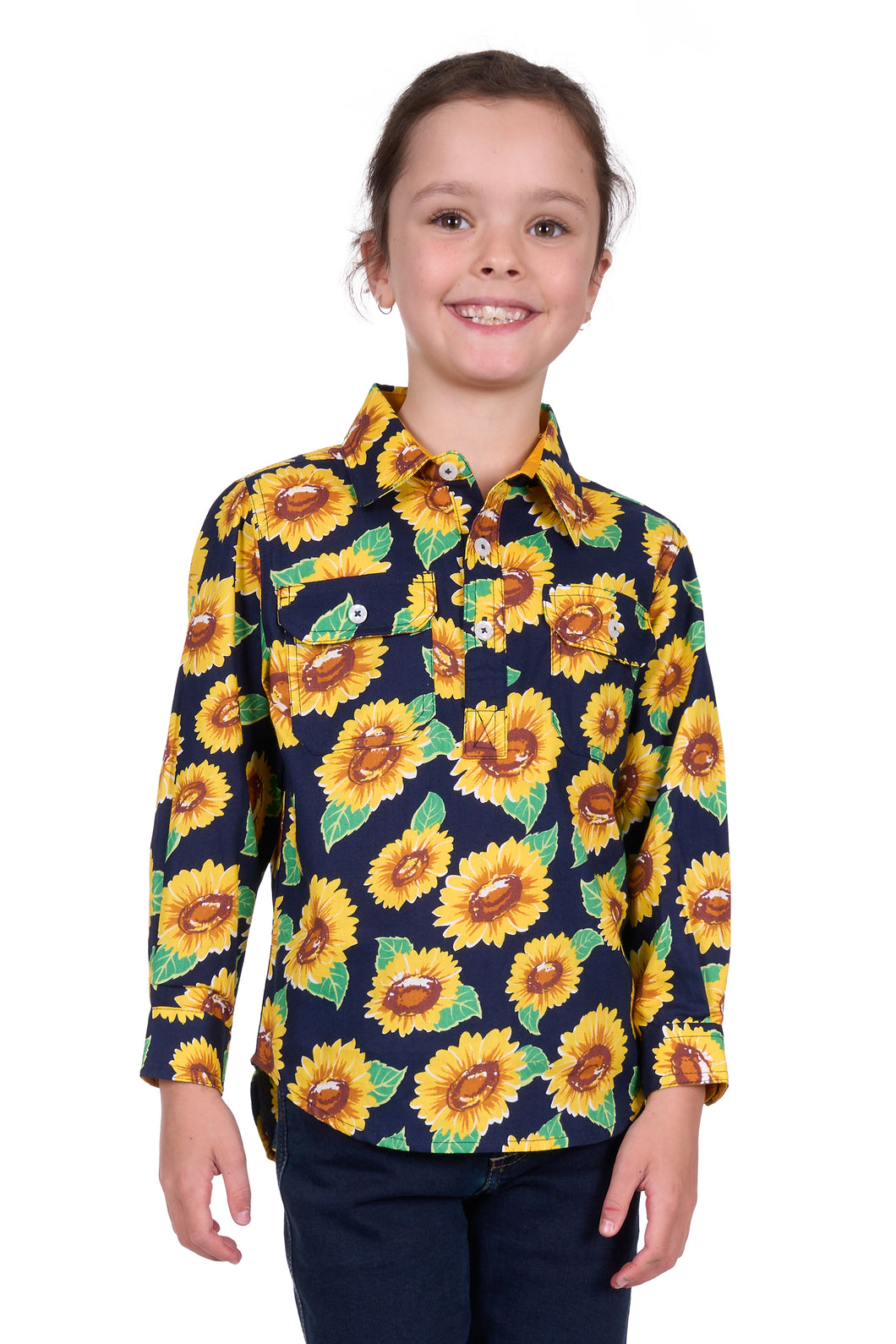 Hard Slog Kids Ally 1/2 Placket Long Sleeve Shirt