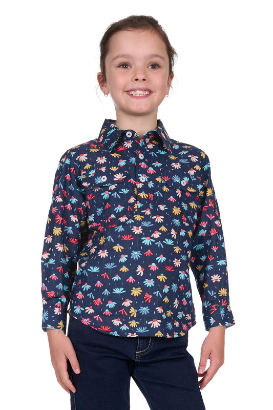 Hard Slog Kids Tori 1/2 Placket Long Sleeve Shirt