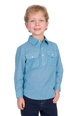 Hard Slog Kids Lygon 1/2 Placket Long Sleeve Shirt