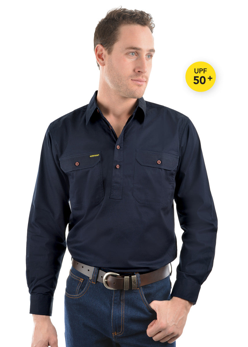 HARD SLOG MENS HALF PLACKET LIGHT COTTON SHIRT