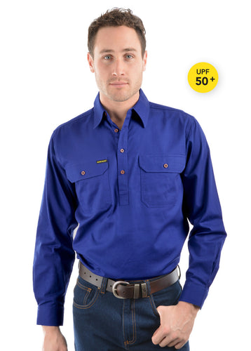 HARD SLOG MENS HALF PLACKET LIGHT COTTON SHIRT