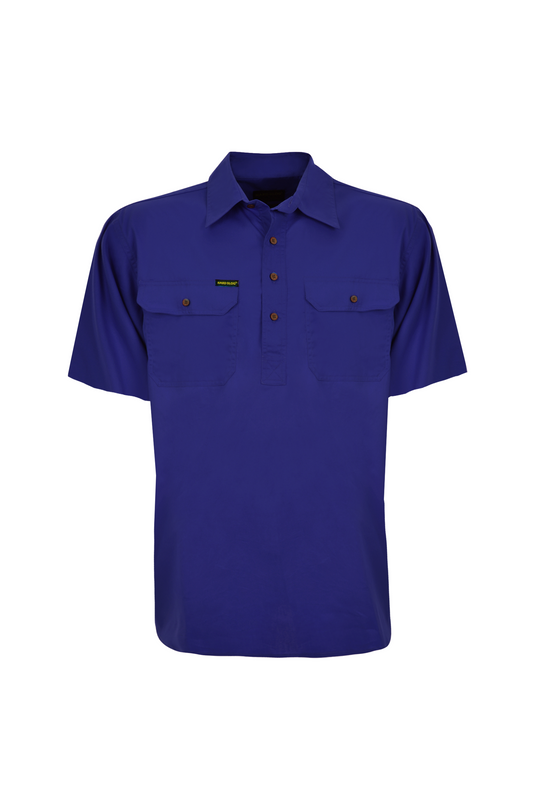 Hard Slog Mens Half Placket Light Cotton Coloured Short Sleeve Work Shirt