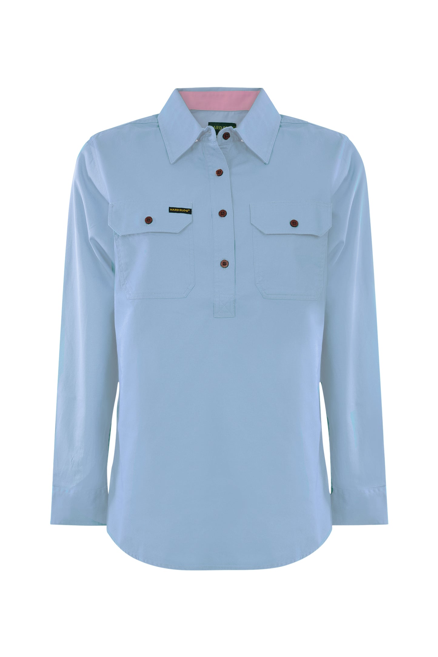 Hard Slog Womens Half Placket Light Cotton Coloured Long Sleeve Work Shirt