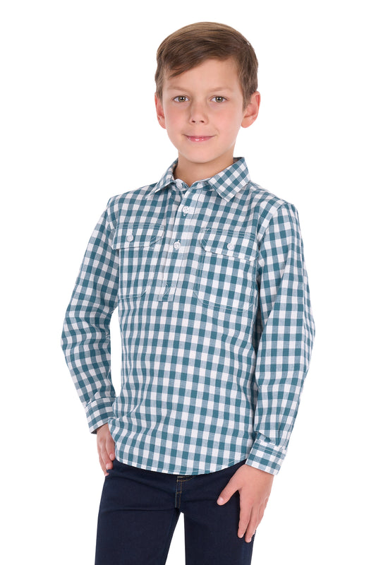 Hard Slog Kids River Half Placket Long Sleeve Shirt