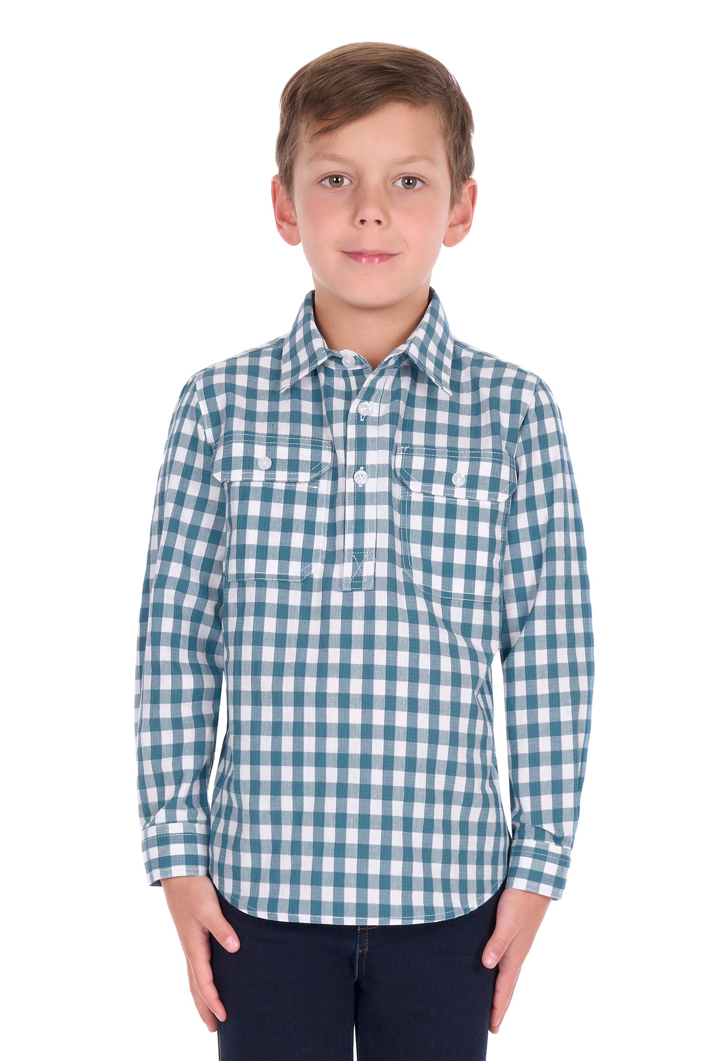 Hard Slog Kids River Half Placket Long Sleeve Shirt