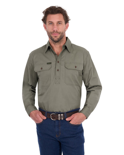 Hard Slog Mens Half Placket Light Cotton Country Work Shirt