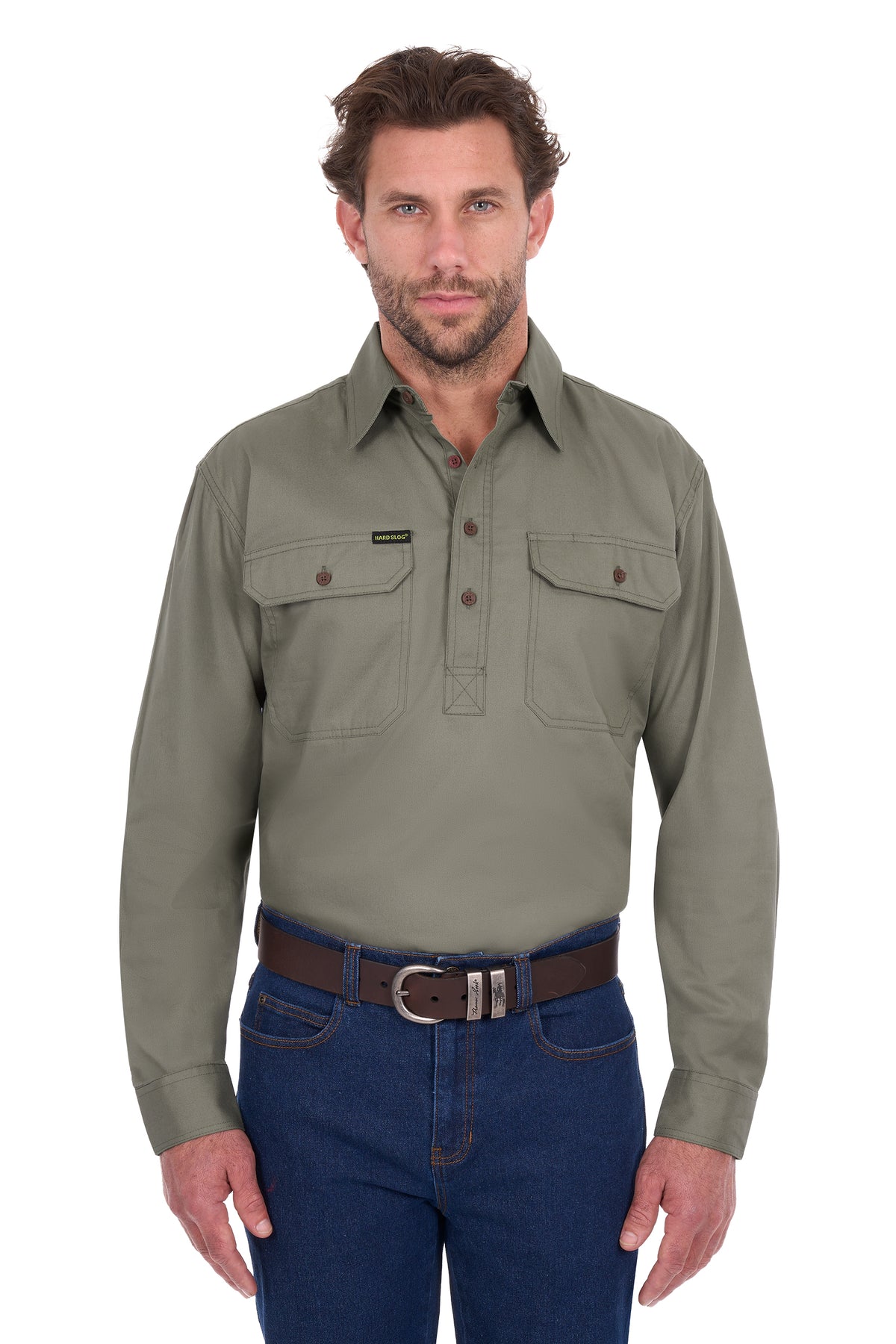 Hard Slog Mens Half Placket Light Cotton Country Work Shirt