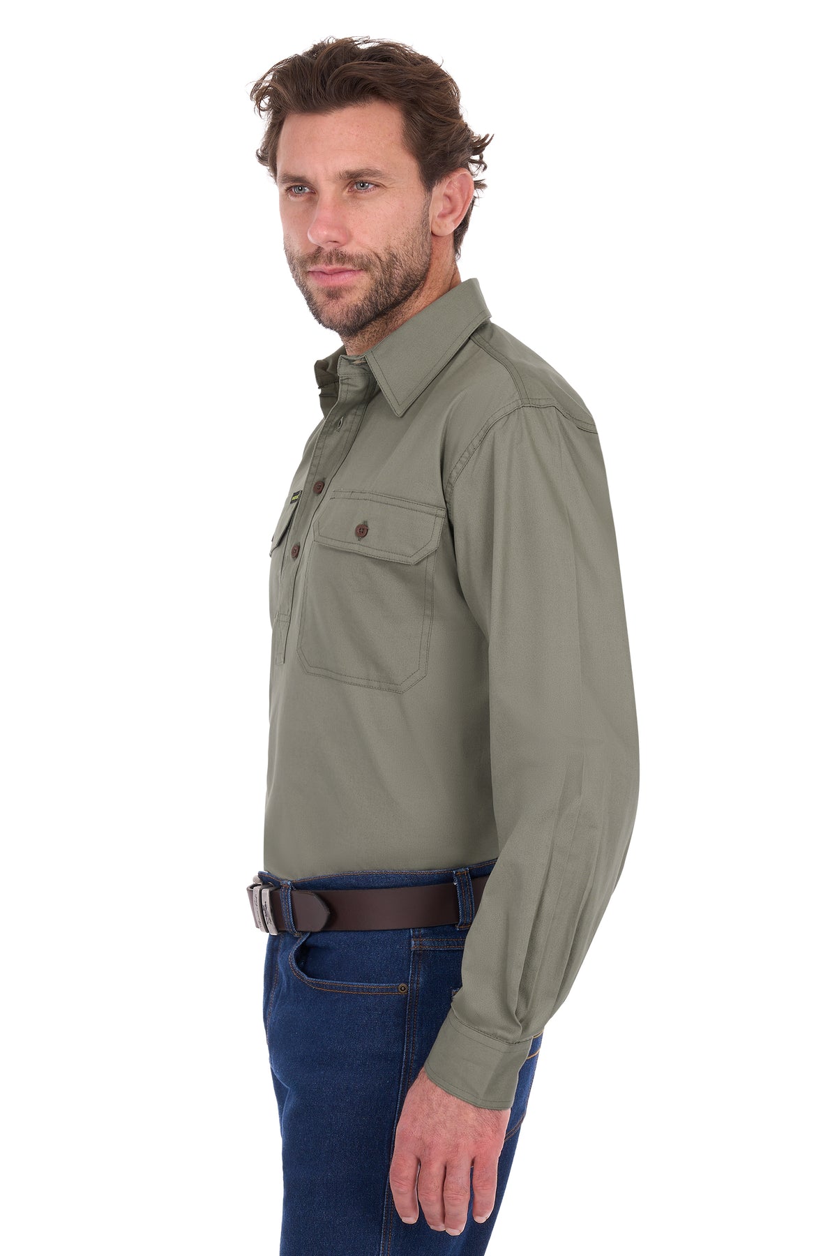 Hard Slog Mens Half Placket Light Cotton Country Work Shirt
