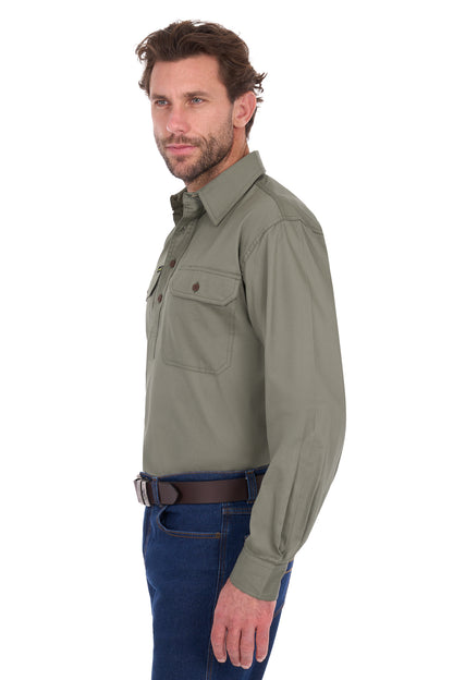 Hard Slog Mens Half Placket Light Cotton Country Work Shirt