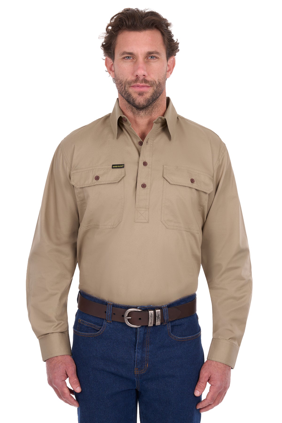 Hard Slog Mens Half Placket Light Cotton Country Work Shirt