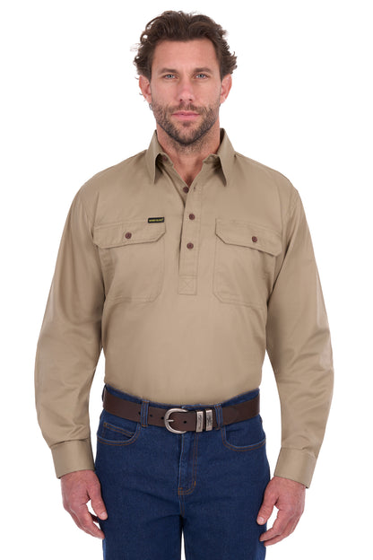Hard Slog Mens Half Placket Light Cotton Country Work Shirt