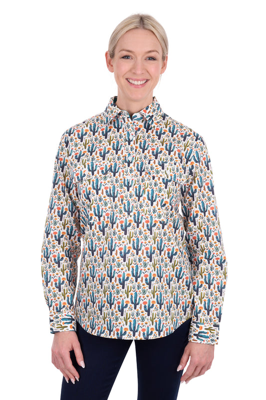 Hard Slog Womens Alba Half Placket Long Sleeve Shirt