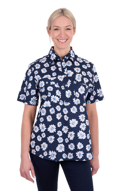 Hard Slog Womens Cass Half Placket Short Sleeve Shirt