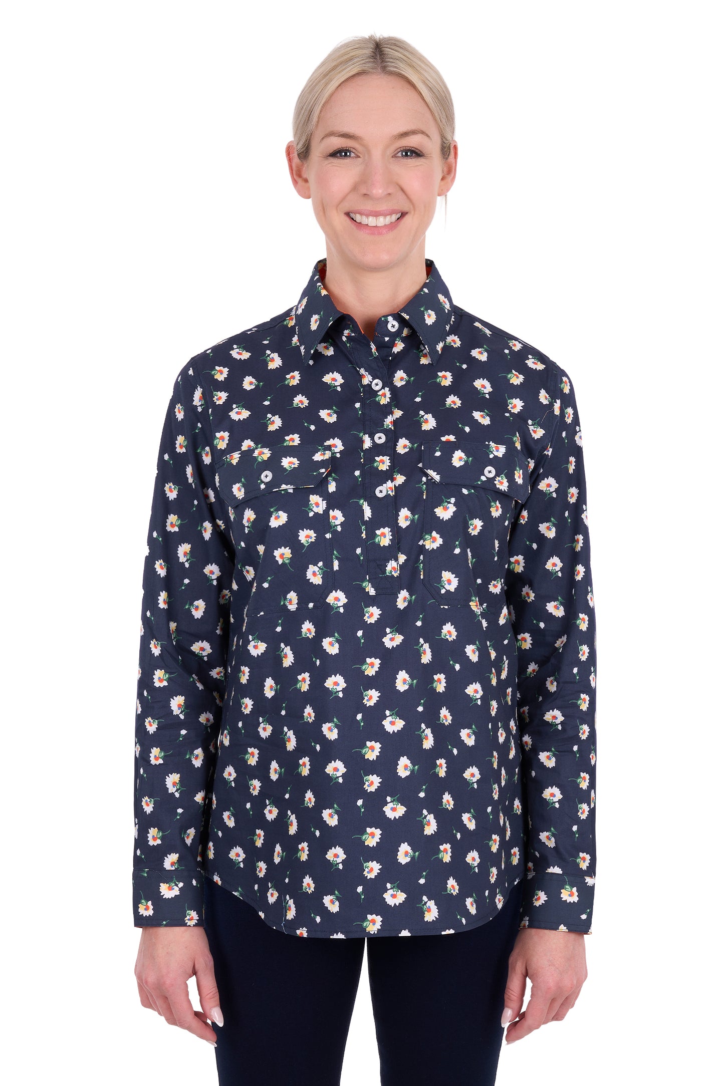 Hard Slog Womens Joanna Half Placket Long Sleeve Shirt