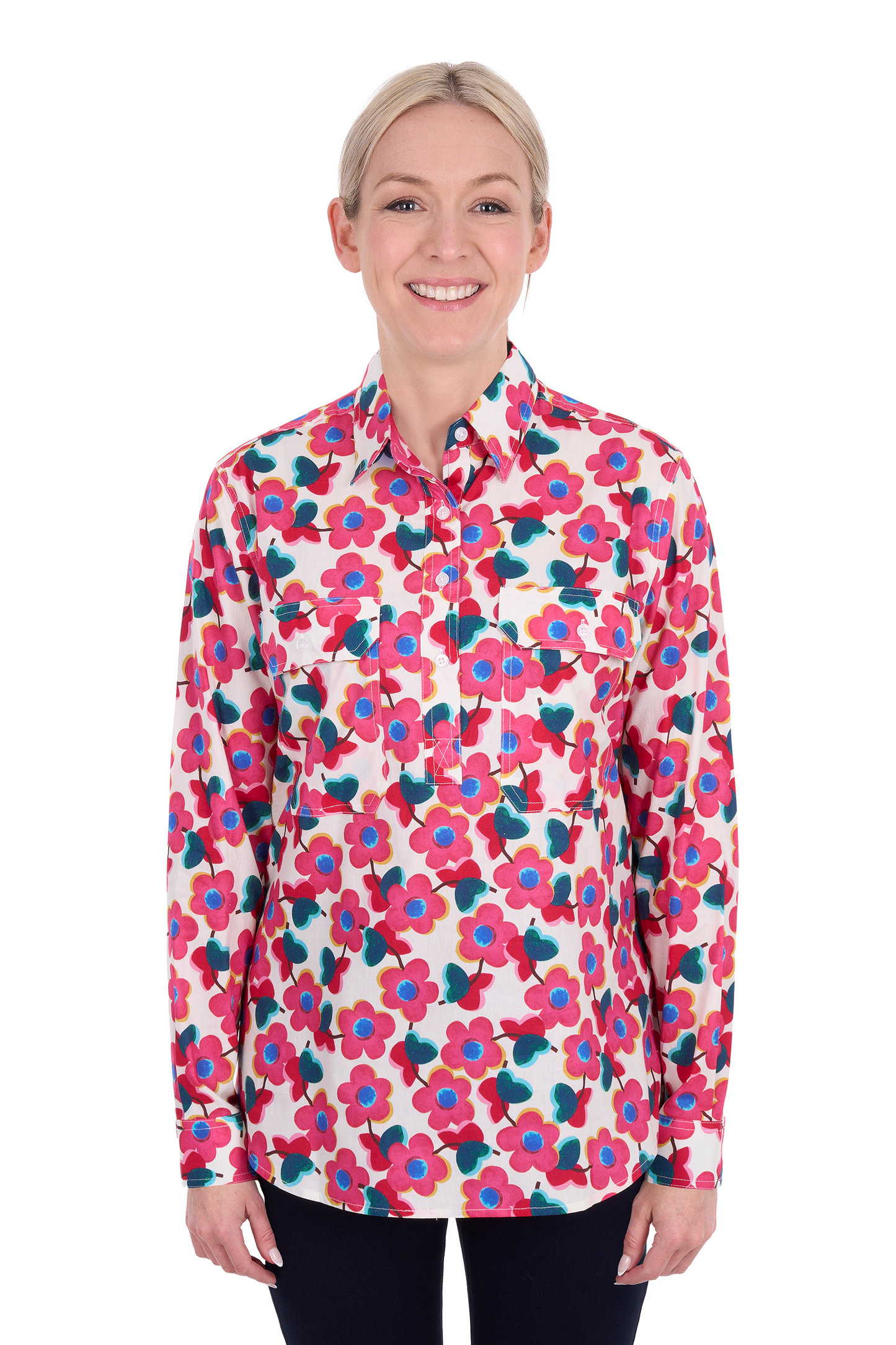Hard Slog Womens Lorri Half Placket Long Sleeve