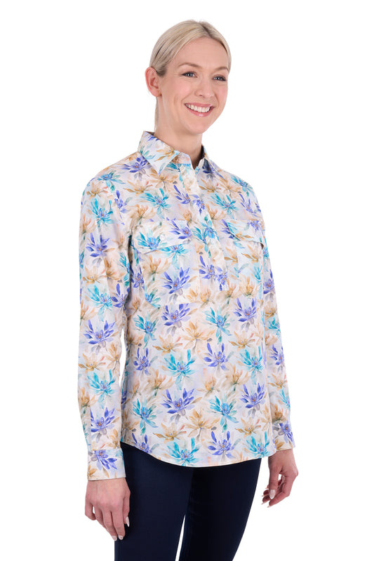 Hard Slog Womens Meadow Half Placket Long Sleeve Shirt