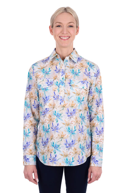 Hard Slog Womens Meadow Half Placket Long Sleeve Shirt