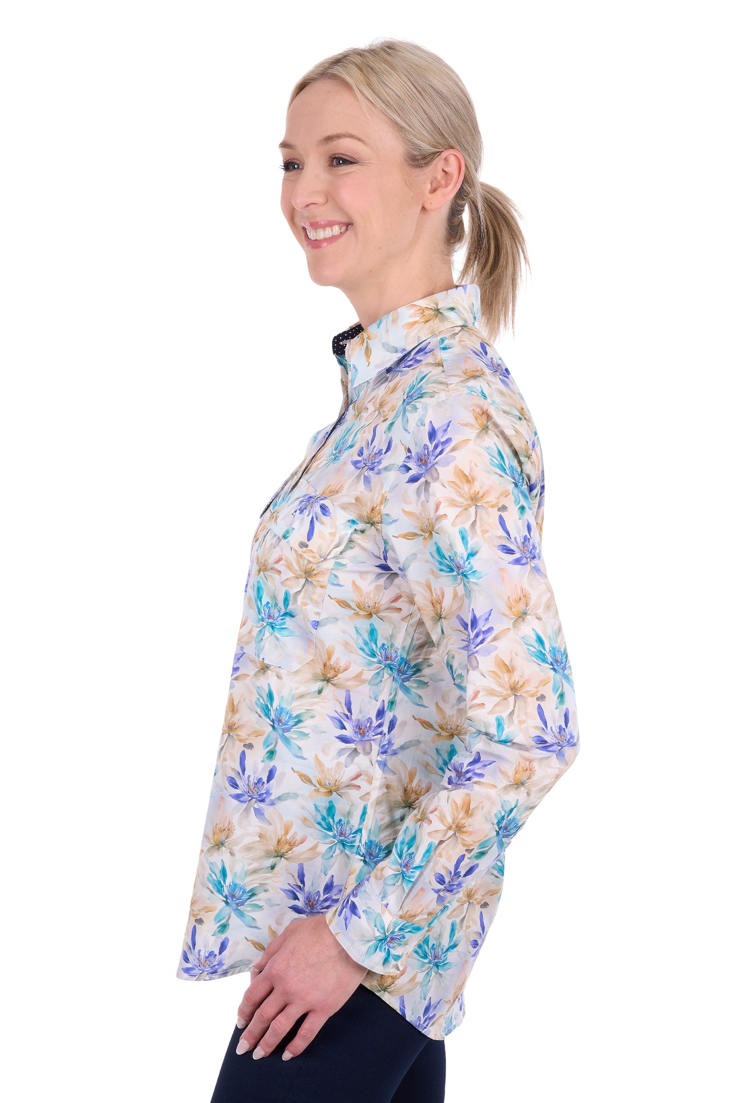 Hard Slog Womens Meadow Half Placket Long Sleeve Shirt