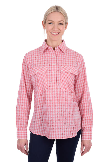 Hard Slog Womens Raquel Half Placket Long Sleeve Shirt