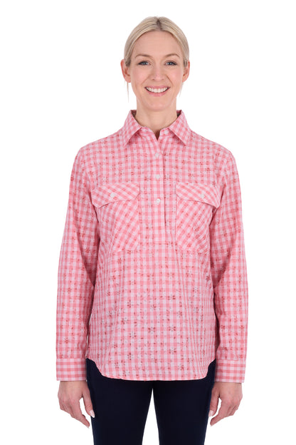 Hard Slog Womens Raquel Half Placket Long Sleeve Shirt