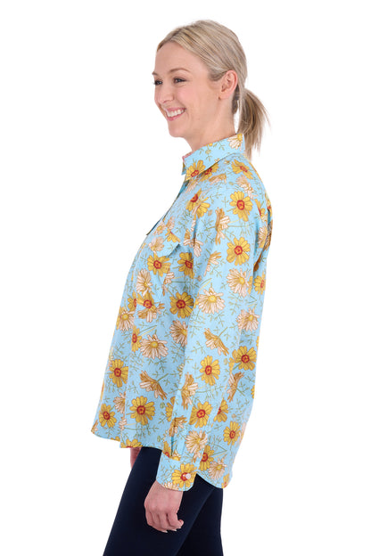 Hard Slog Womens Sunday Half Placket Long Sleeve Shirt