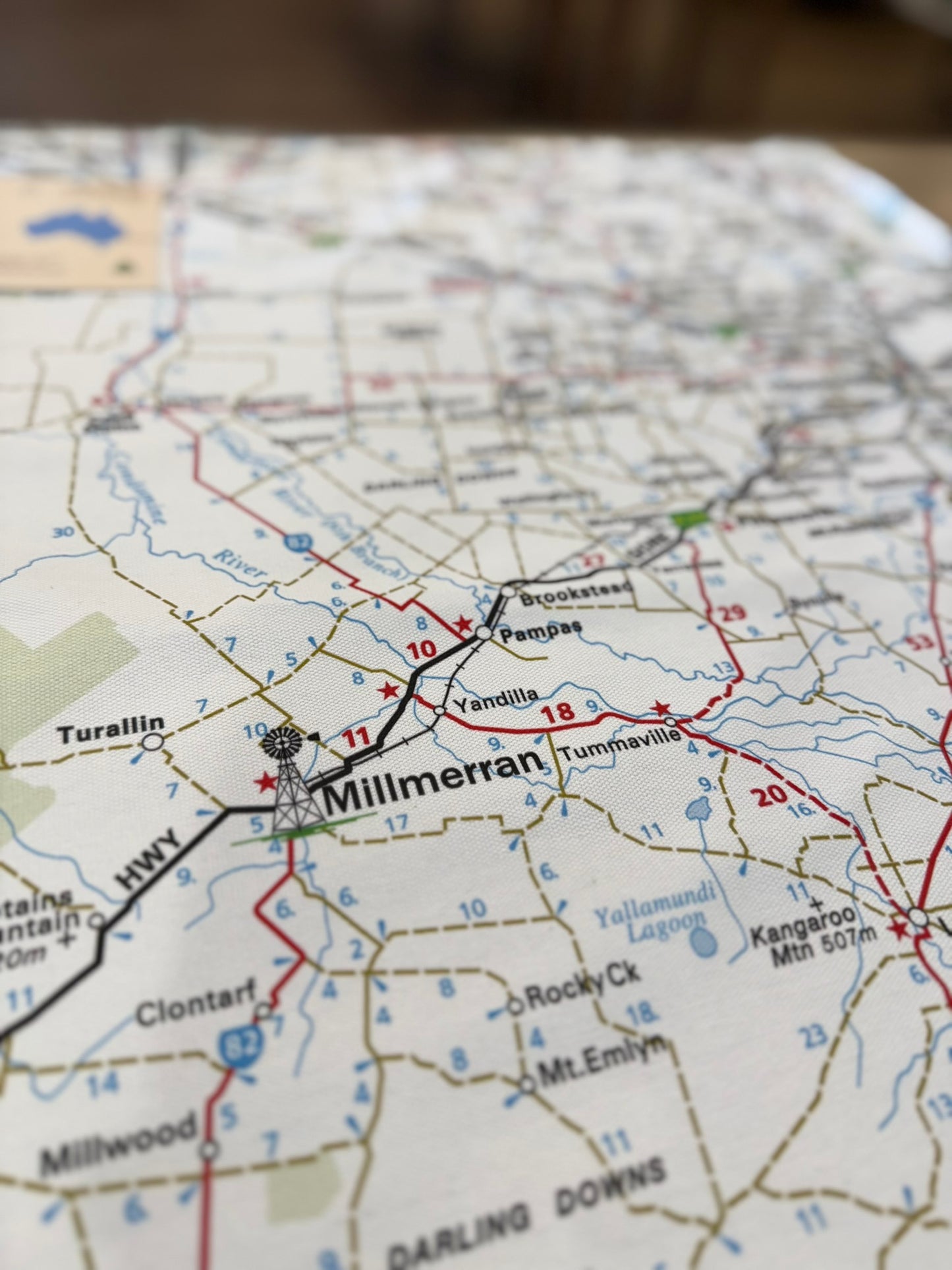 Australian Made Millmerran Local Map Tea Towel